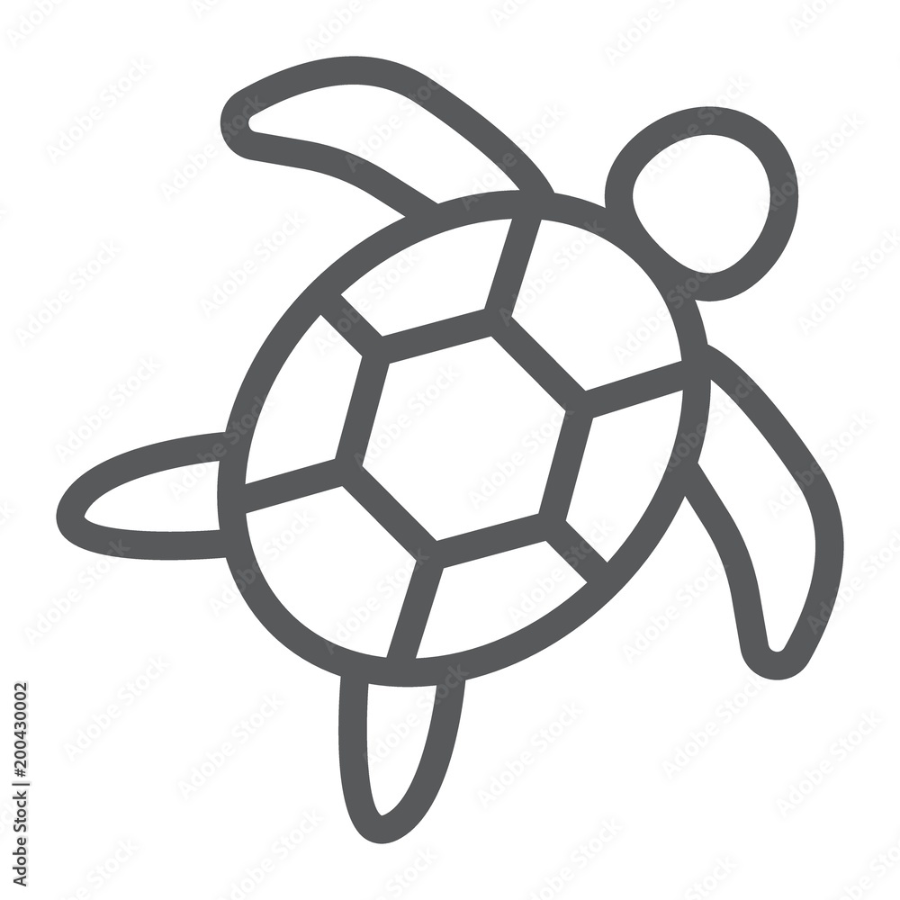 Sea turtle line icon, animal and underwater, aquatic sign vector graphics, a linear pattern on a white background, eps 10. Sea turtle line icon, animal and underwater, aquatic sign vector graphics, a linear pattern on a white background, eps 10.