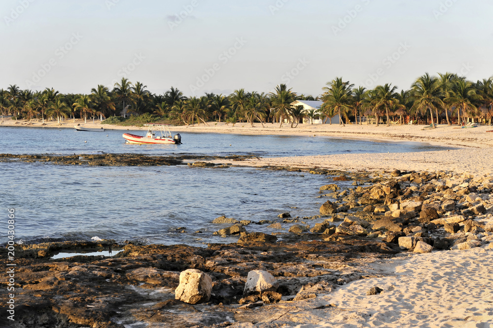 Morgens am Strand von Paamul, Riverra Maya, Halbinsel Yucatan, Mexiko, Mittelamerika