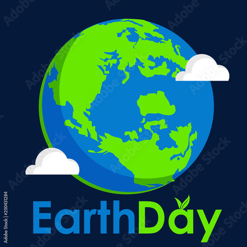 earth day text and world vector flat graphic for  background or banner