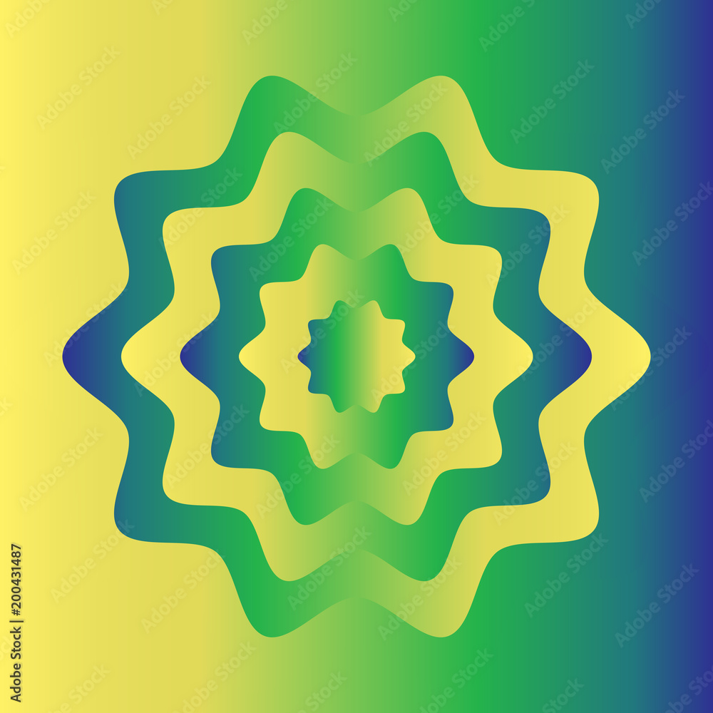 Colorful flower wheel gradient background. Blue, yellow, green c
