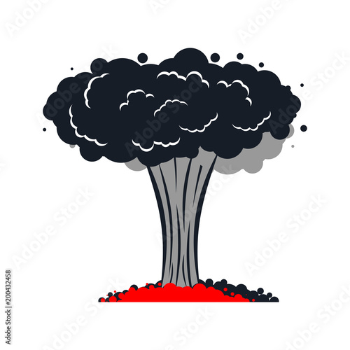 Nuclear explosion isolated. War. large red explosive chemical mushroom.