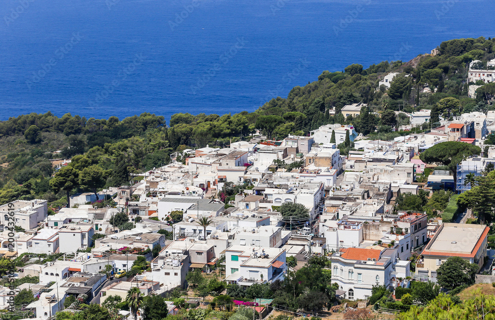 Landscape of the island, view from above.  Anacapri. Capri island, Italy