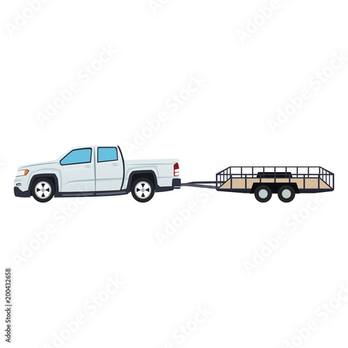 Pick up towing empty trailer vector illustration graphic design