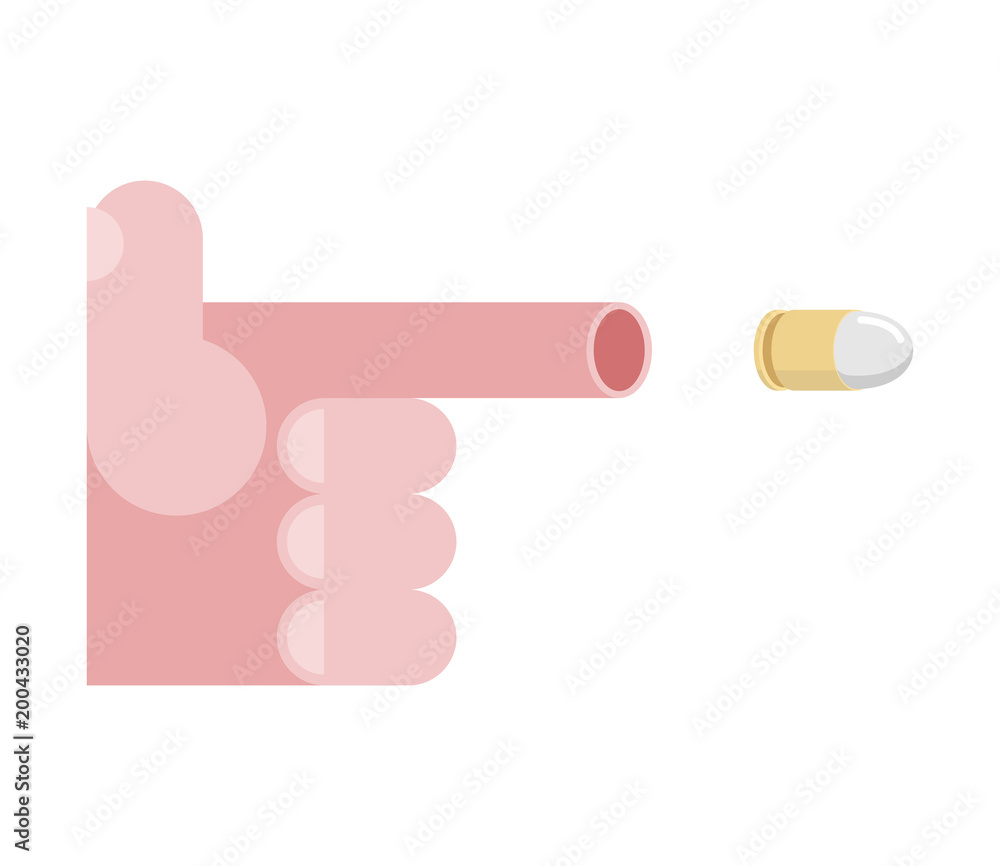 Finger gun isolated. Hand weapon. vector illustration Finger gun isolated. Hand weapon. vector illustration