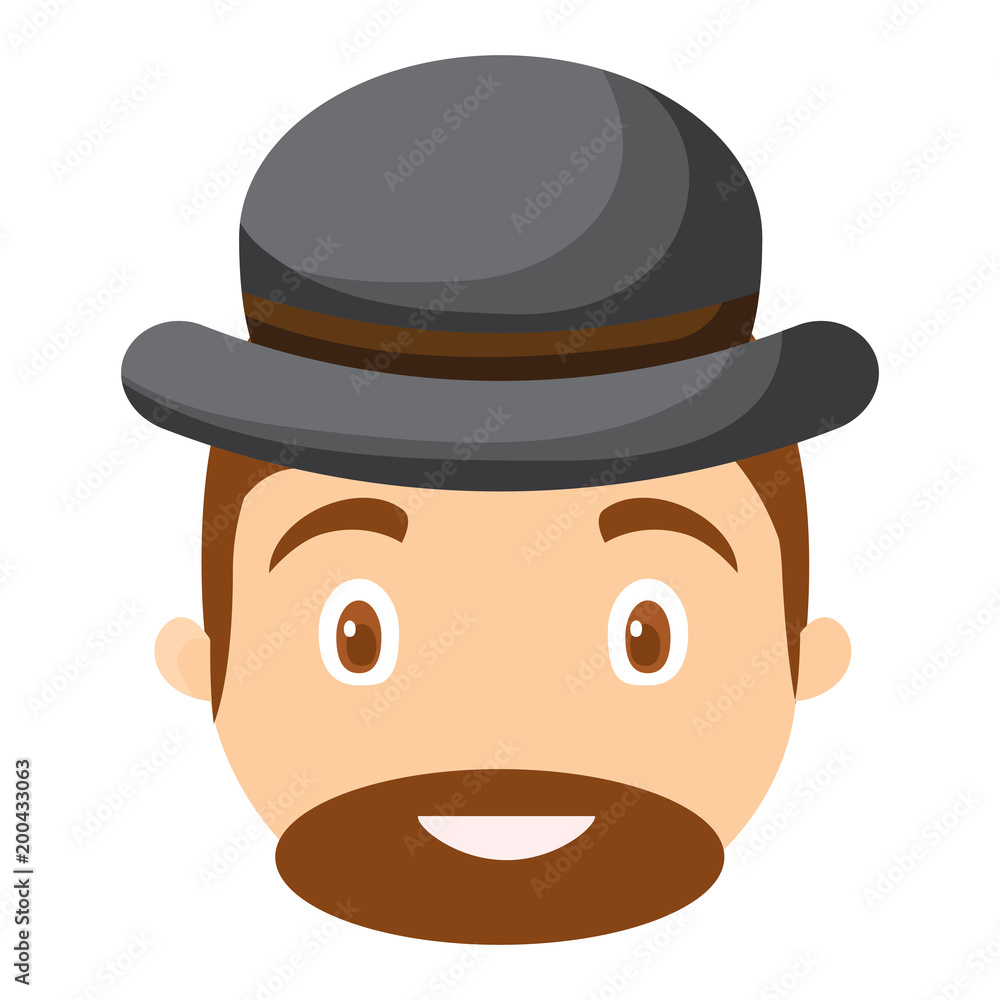 cartoon man with beard and hat over white background, colorful design. vector illustration