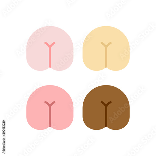 Ass icon set. Backside isolated. bottom vector illustration