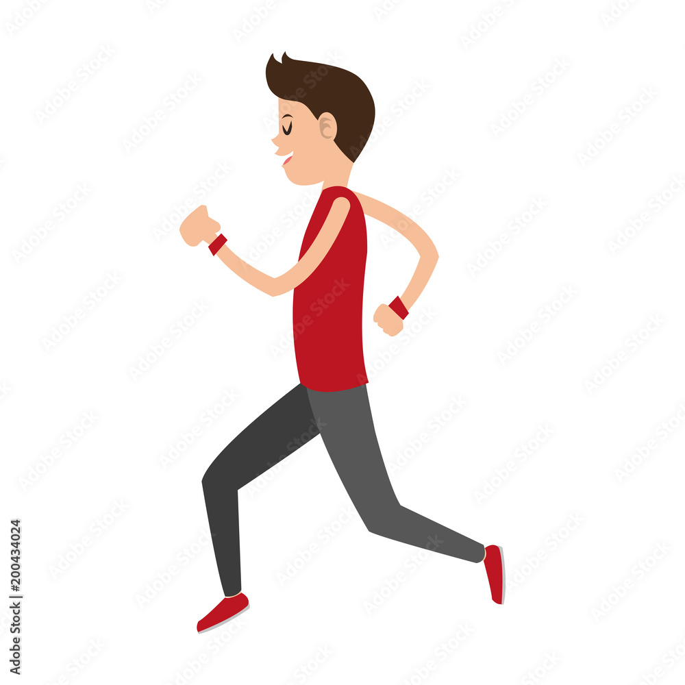 Young man running vector illustration graphic design