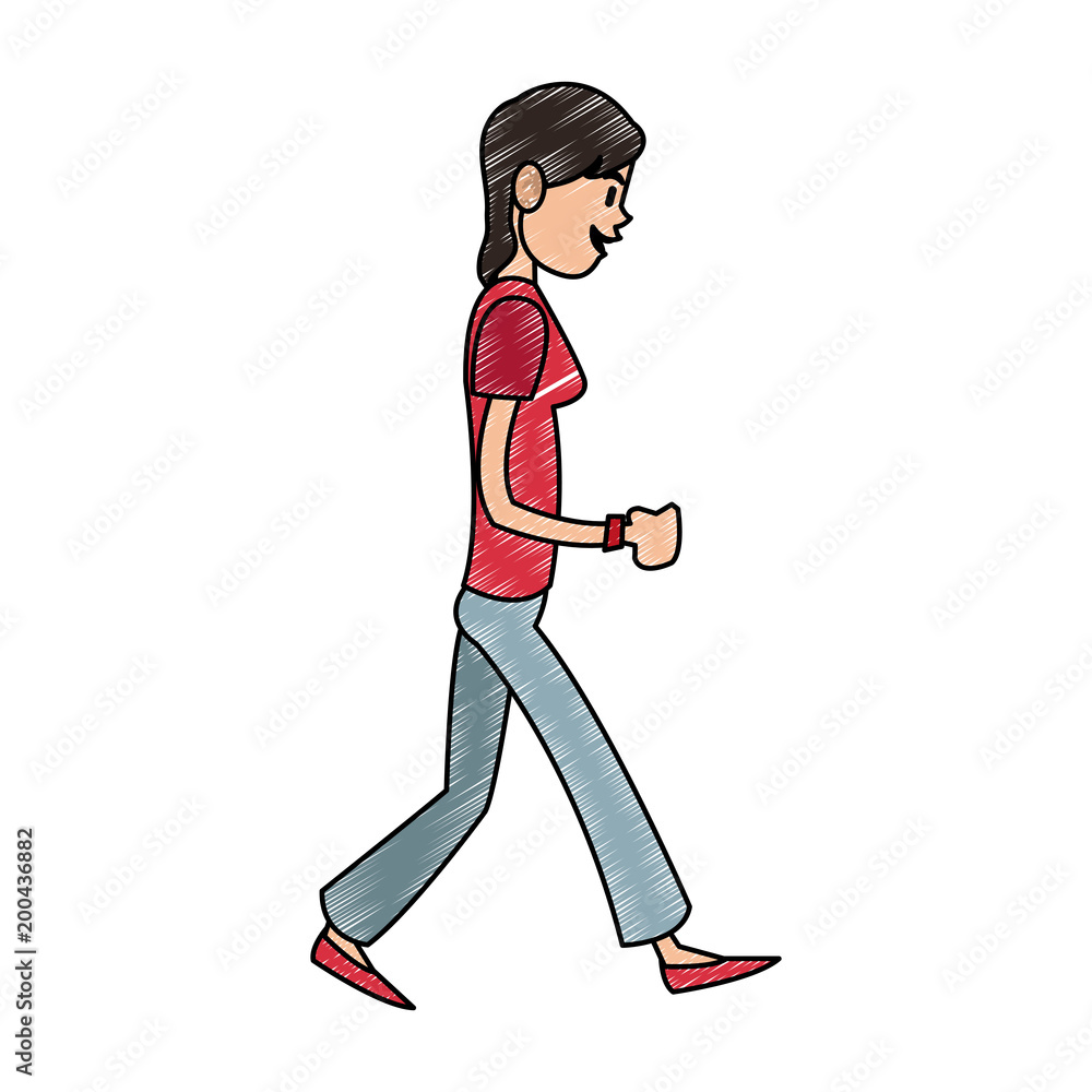 Young woman walking vector illustration graphic design Young woman walking vector illustration graphic design