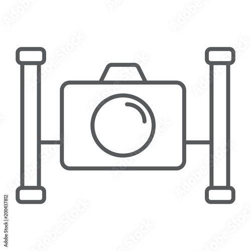 Underwater camera thin line icon, diving and underwater, snorkeling sign vector graphics, a linear pattern on a white background, eps 10.