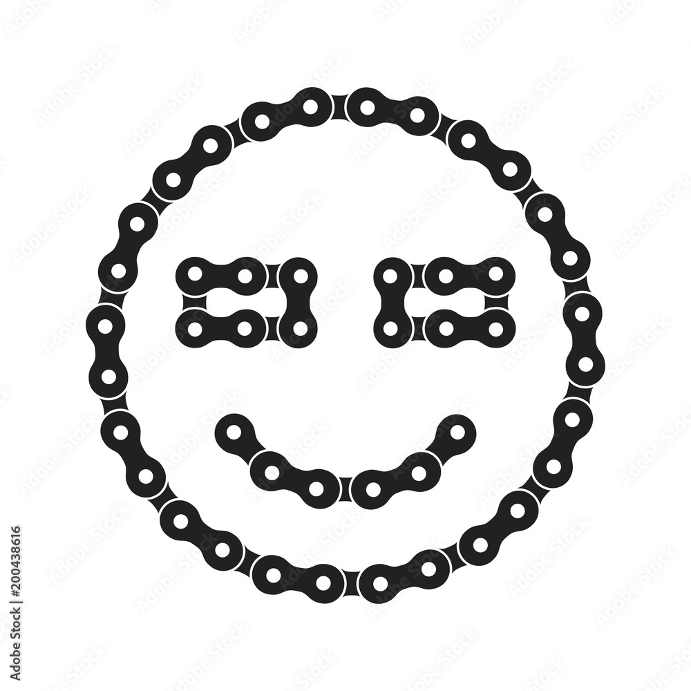 Smile, Smiling Emoji Vector Icon Made of Bike or Bicycle Chain Smile, Smiling Emoji Vector Icon Made of Bike or Bicycle Chain