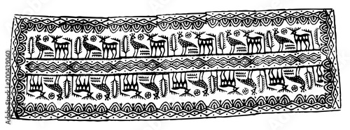 Kumaş üzerine geleneksel taş baskı desenleri