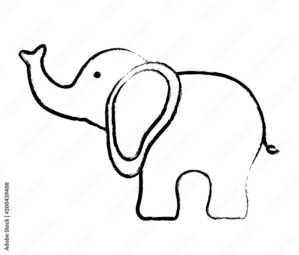 sketch of cute elephant icon over white background, vector illustration  Stock Vector | Adobe Stock