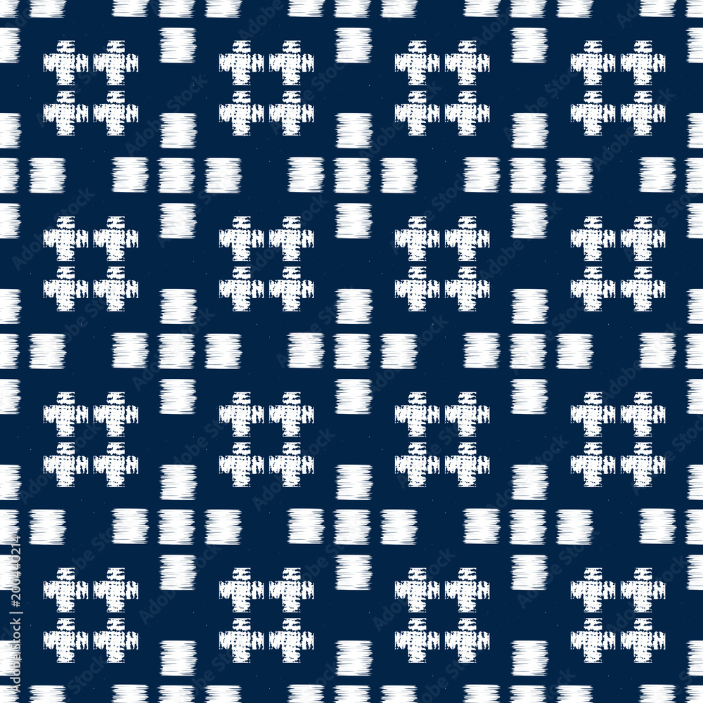 Abstract indigo shibori seamless vector pattern with mosaic Abstract indigo shibori seamless vector pattern with mosaic