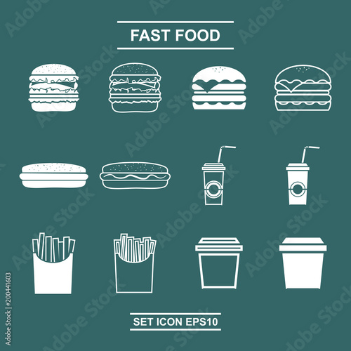 Set fast food vector
