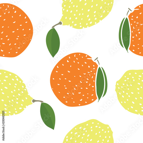 Food collection Lemons and oranges Seamless pattern