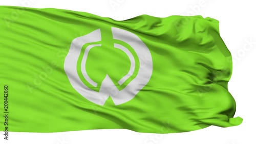 Iiyama flag, Nagano prefecture, realistic animation isolated on white seamless loop - 10 seconds long (alpha channel is included) photo