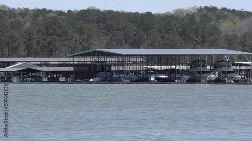 Georgia, Lake Alatoona, The Lake Alatoona Marina with several boats at the dock photo