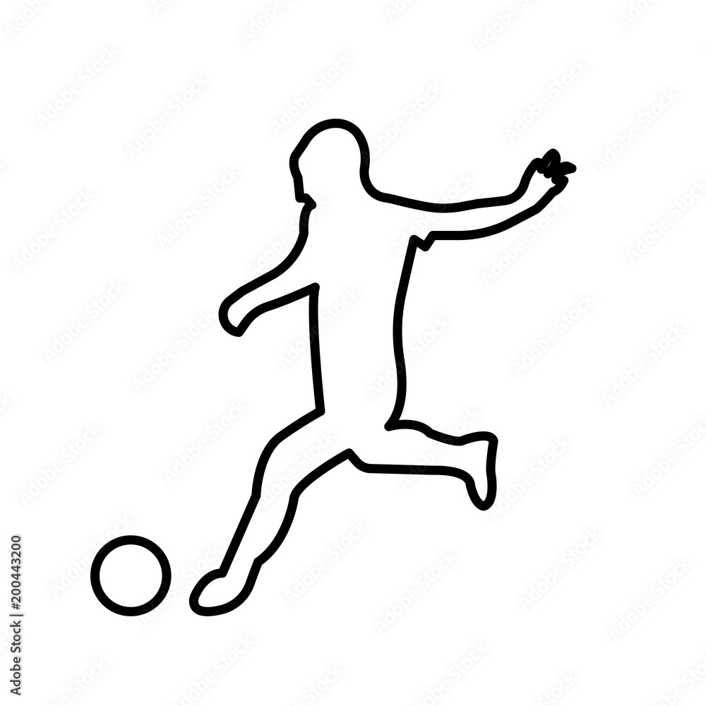 girl soccer outline on white background