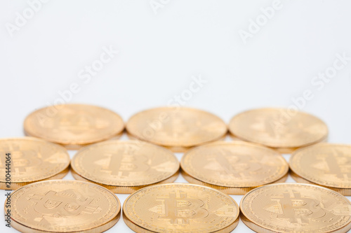 Background of golden bitcoins 