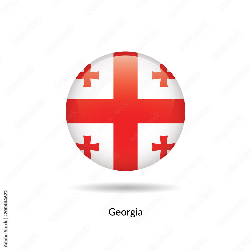 Georgia flag - round glossy button. Vector Illustration. Georgia flag - round glossy button. Vector Illustration.