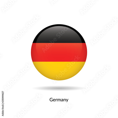Germany flag - round glossy button. Vector Illustration.
