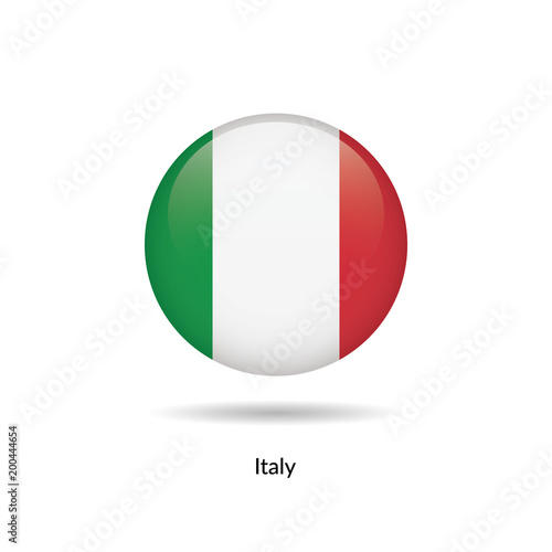 Italy flag - round glossy button. Vector Illustration.