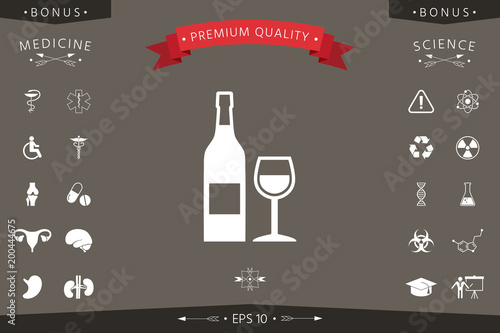 Bottle of wine and wineglass icon