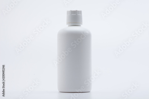 Plastic white bottle on white 