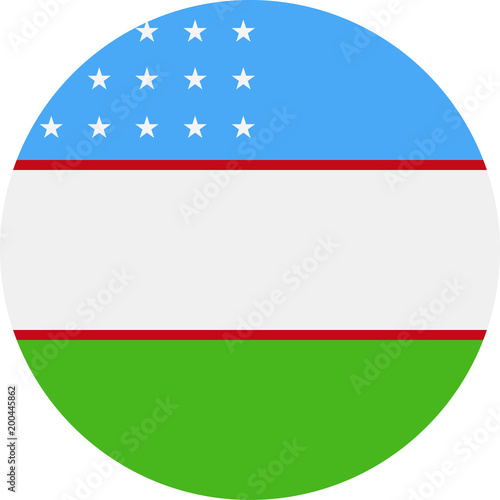 Uzbekistan Flag Vector Round Flat Icon