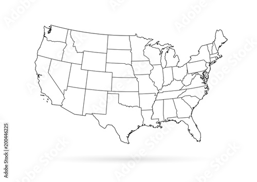 USA map black outline white background