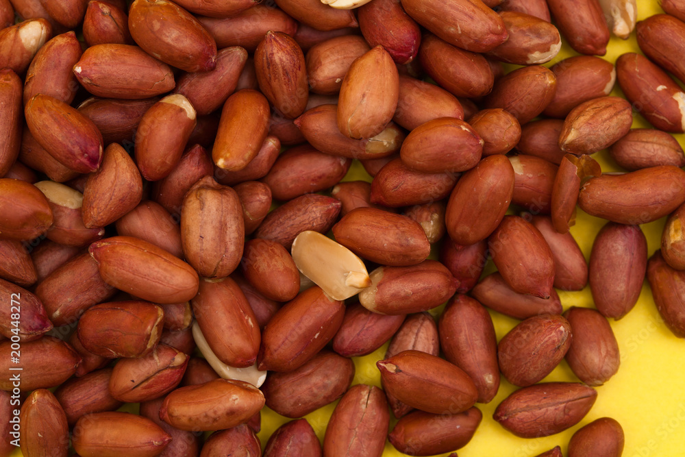 Top view of redskin peanuts background Top view of redskin peanuts background