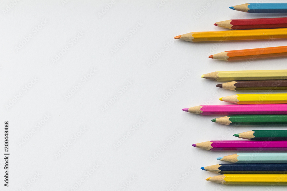 Fototapeta premium Color pencils on a white background