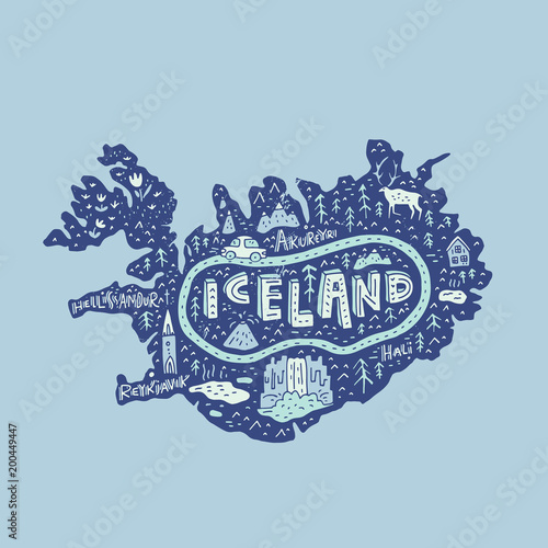 Iceland Map Illustration