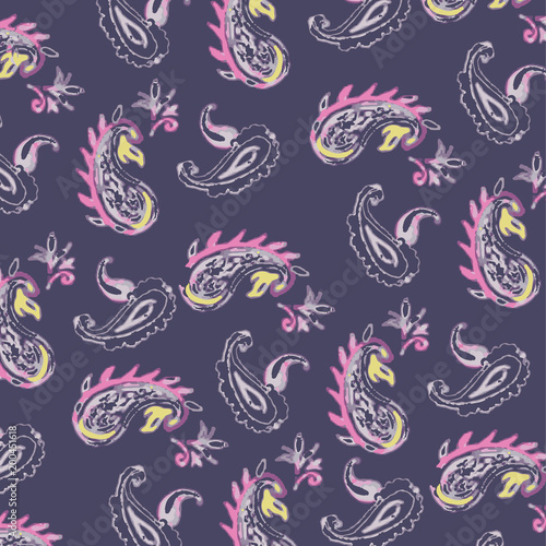 Seamless Paisley background. Elegant Hand Drawn pattern.