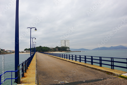 Bridge from Vao beach to Toralla island  Vigo  Galicia  Spain
