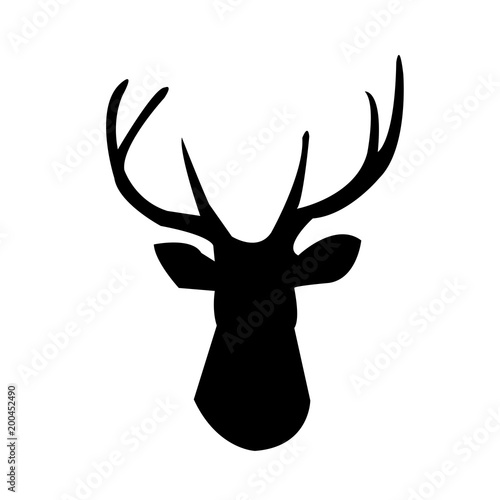 deer head silhouette clip art on white background, in black