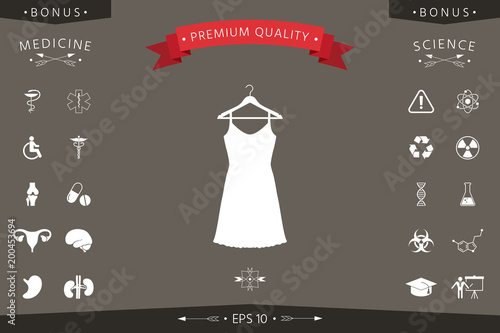 Sundress, Evening dress, combination or nightie on the wardrobe hanger , the silhouette. Menu item in the web design