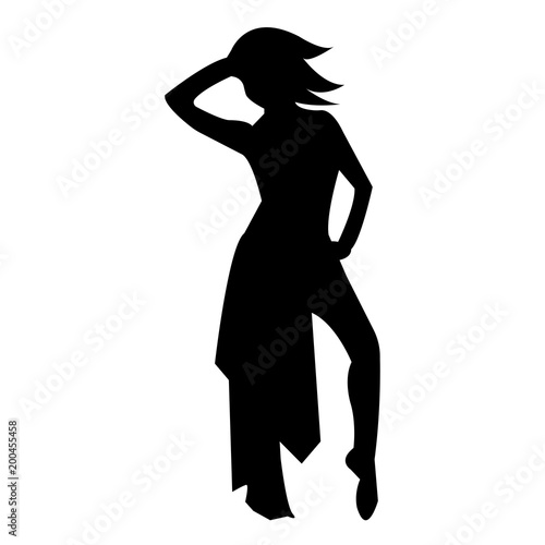 belly dancer silhouette on white background, in black