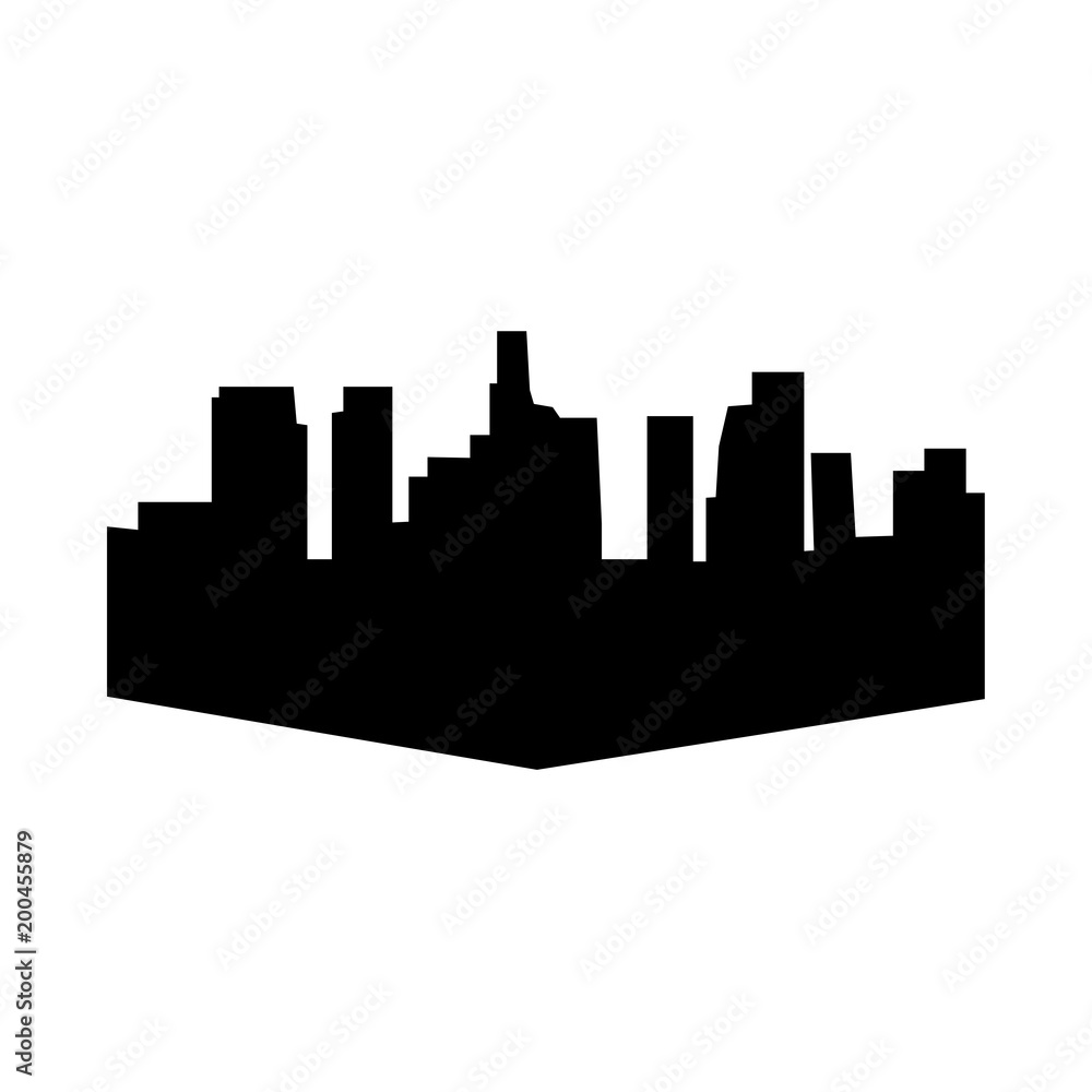 los angeles skyline silhouette on white background, in black