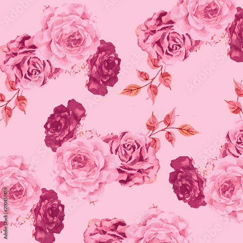 Beautiful seamless floral pattern with watercolor effect. Flower vector illustration © ESN design