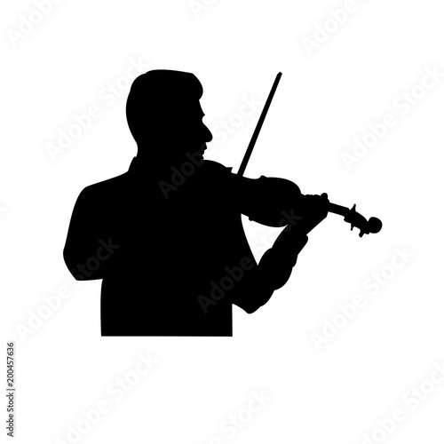 violinist outline on white background, a boy playing on the violin