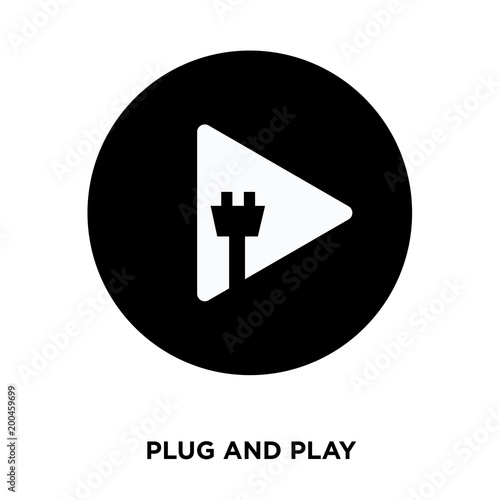 plug and play icon on white background, in black, vector icon illustration