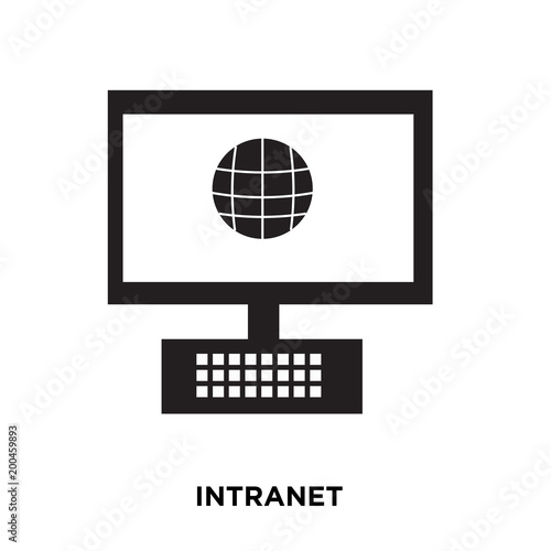 intranet icon on white background, in black, vector icon illustration