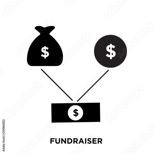 fundraiser icon on white background, in black, vector icon illustration