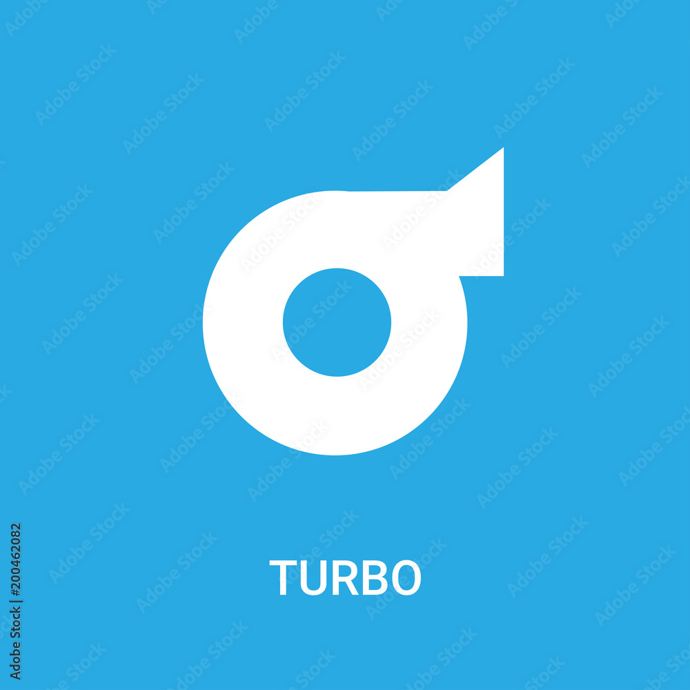 turbo icon on blue background, in white, vector icon illustration turbo icon on blue background, in white, vector icon illustration