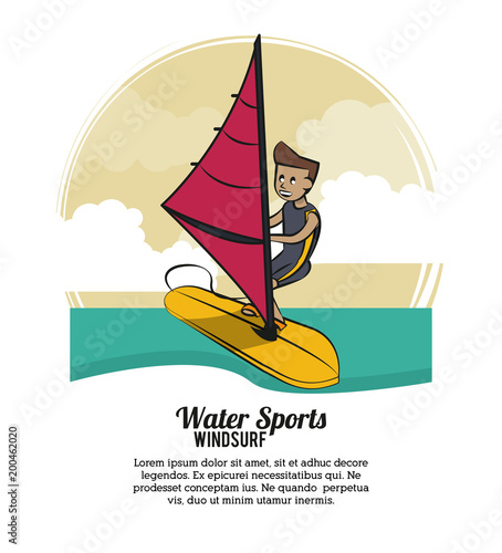 Water sports infographic kitesurf vector illustration graphic design