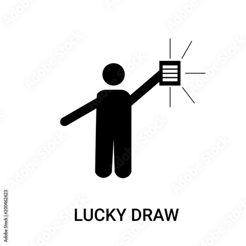 lucky draw icon on white background, in balck, vector icon illustration