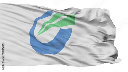 Joso flag, Ibaraki prefecture, realistic animation isolated on white seamless loop - 10 seconds long (alpha channel is included) photo