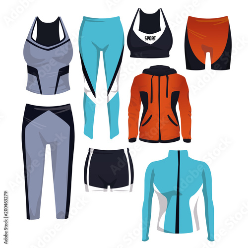 Sport wear collection on square icons vector illustration graphic design