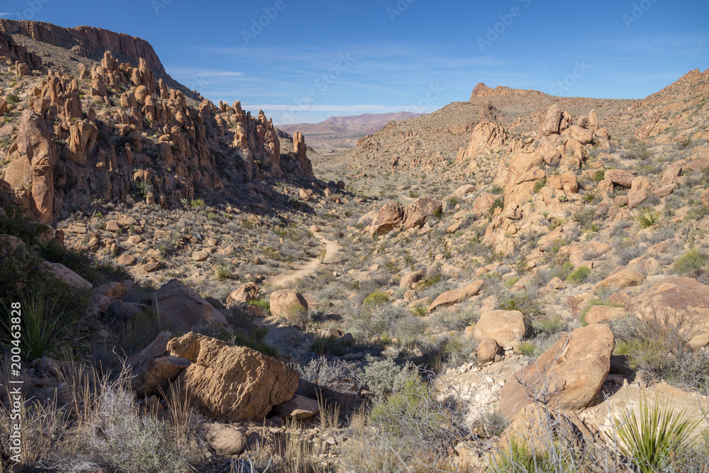 Hiking trail in Grapevine Hills, Big Bend National Park, Texas.